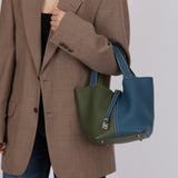 Limited Edition Hermès 2013 Vert Canopée and Bleu Thalassa Clemence Picotin 22 PHW