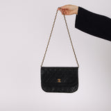 Chanel 1988 Black Lambskin Classic Moon Double Flap 24K GP