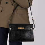 Saint Laurent Croc Embossed Small Manhattan Bag