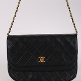Chanel 1988 Black Lambskin Classic Moon Double Flap 24K GP