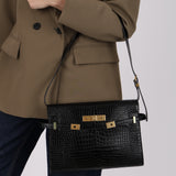 Saint Laurent Croc Embossed Small Manhattan Bag