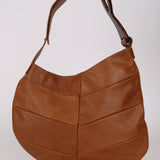 Fendi Camel Leather Pleated Wood Accent Oyster Bag