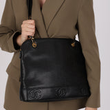 Chanel 1996 Caviar Quilted Triple CC Zip Tote 24K GP