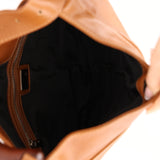 Fendi Camel Leather Pleated Wood Accent Oyster Bag
