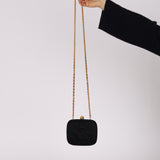 Chanel 1994 Satin Diamond Quilted Chain Minaudiere 24K GP