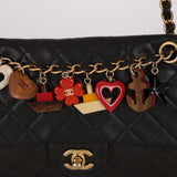 Chanel 2011 Black Lambskin Marine Charms Single Flap Bag