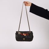 Chanel 2011 Black Lambskin Marine Charms Single Flap Bag