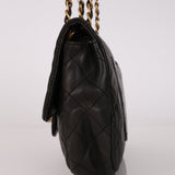 Chanel 2011 Black Lambskin Marine Charms Single Flap Bag