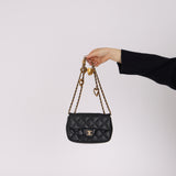 Chanel 2022 Black Calfskin Heart Charms Rectangular Flap Bag