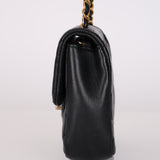 Chanel 2022 Black Calfskin Heart Charms Rectangular Flap Bag