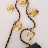 Chanel 2022 Black Calfskin Heart Charms Rectangular Flap Bag