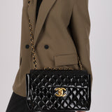 Chanel 1996 Patent XL Logo Maxi Turnlock Single Flap 24K GP