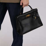 Hermès 1996 Noir Togo Kelly 32 Retourne GHW