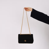 Chanel 1995 Black Jersey Small Single Flap Bag 24K GP