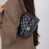 Chanel 2022 Purple Lambskin Iridescent Mini Square Flap Bag