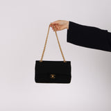 Chanel 1995 Black Jersey Small Single Flap Bag 24K GP