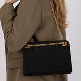 Chanel 1980s Suede Mademoiselle Chain Evening Bag 24K GP