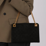 Chanel 1980s Suede Mademoiselle Chain Evening Bag 24K GP
