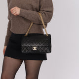 Chanel 1990s Lambskin Chain Double Flap Bag 24K GP
