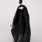 Bottega Veneta Black Lambskin Intrecciato Push-Lock Kelly