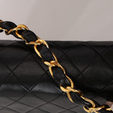 Rare Chanel 2005 Black Lambskin Chain Top Handle Small Classic Flap Bag 24K GP
