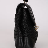 Bottega Veneta Black Lambskin Intrecciato Push-Lock Kelly
