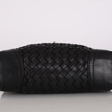 Bottega Veneta Black Lambskin Intrecciato Push-Lock Kelly