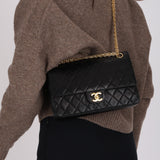 Chanel 1990s Lambskin Chain Double Flap Bag 24K GP