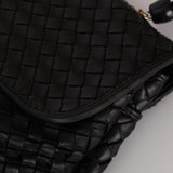 Bottega Veneta Black Lambskin Intrecciato Push-Lock Kelly