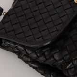 Bottega Veneta Black Lambskin Intrecciato Push-Lock Kelly