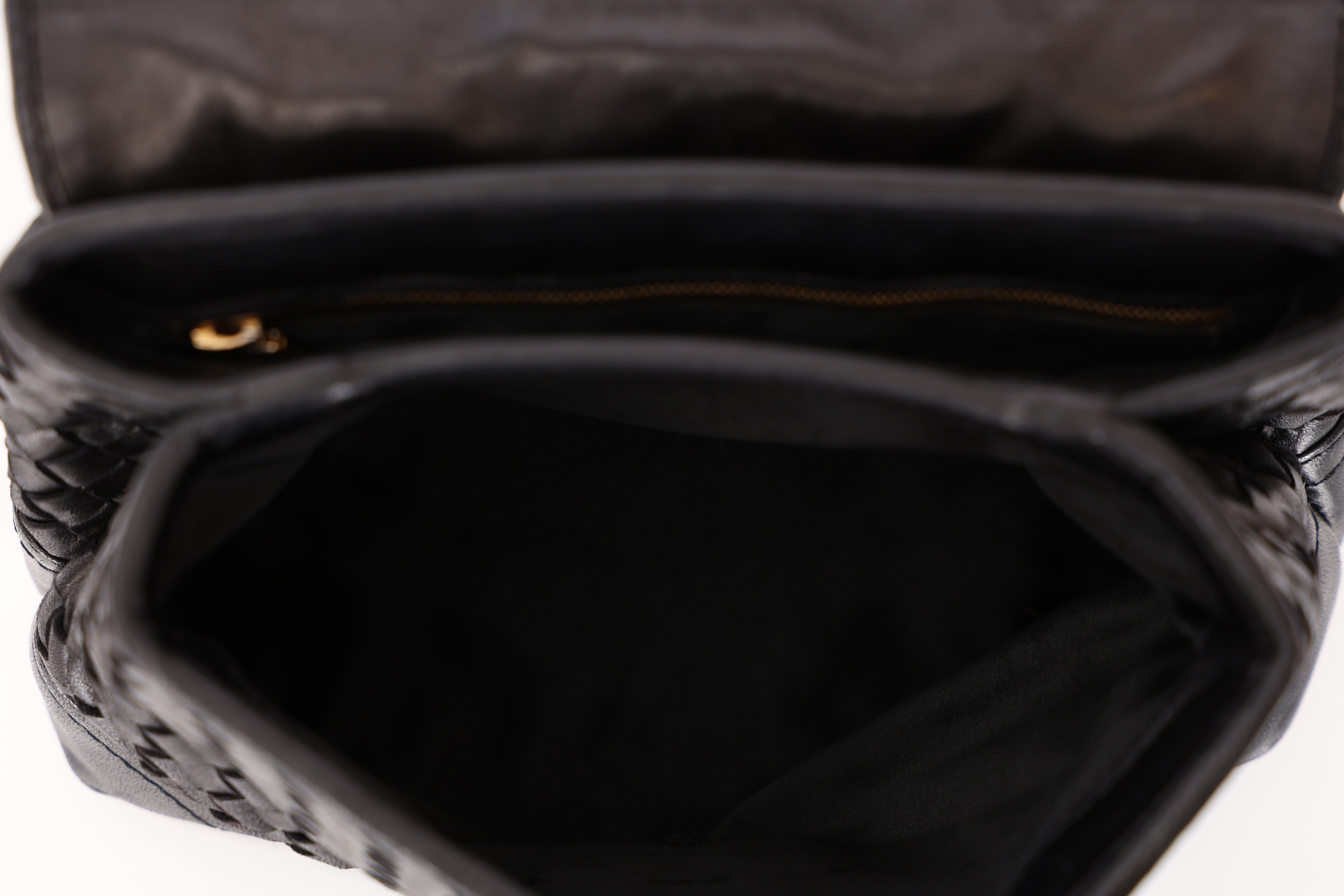 Bottega Veneta Black Lambskin Intrecciato Push-Lock Kelly