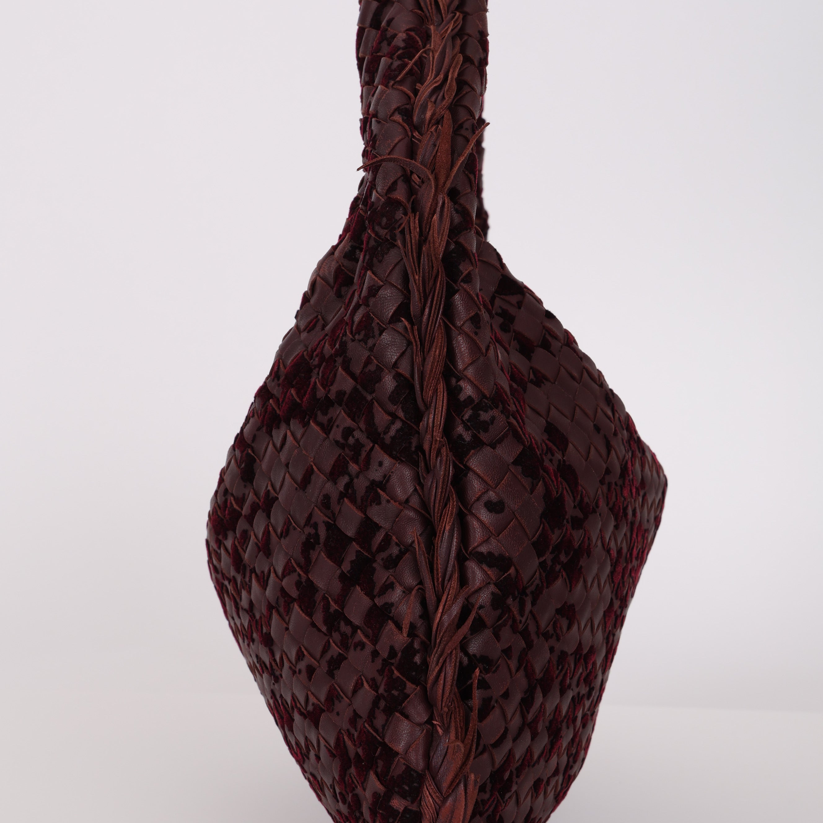Rare Bottega Veneta Intrecciato Velvet Distressed Medium Hobo