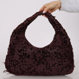 Rare Bottega Veneta Intrecciato Velvet Distressed Medium Hobo