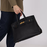 Hermès 1999 Bleu Marine Togo Birkin 35 Retourne GHW