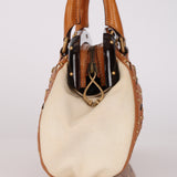 Rare Gucci Tan Lasercut-Leather Studded Bamboo Frame Bag