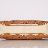 Rare Gucci Tan Lasercut-Leather Studded Bamboo Frame Bag