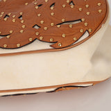 Rare Gucci Tan Lasercut-Leather Studded Bamboo Frame Bag