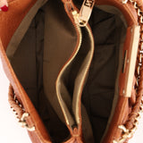 Fendi Small Mia Tote Camel Grained Leather