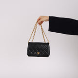 Chanel 1990 Black Lambskin Bijoux Matelassé Full Flap with Cardholder 24K GP