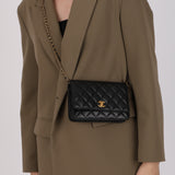 Chanel 2022 Lambskin Pearl Crush Turnlock Wallet on Chain AGHW