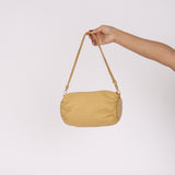 Loewe Pleated Bracelet Pouch Shoulder Bag Dark Butter Calfskin