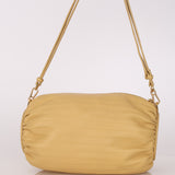 Loewe Pleated Bracelet Pouch Shoulder Bag Dark Butter Calfskin