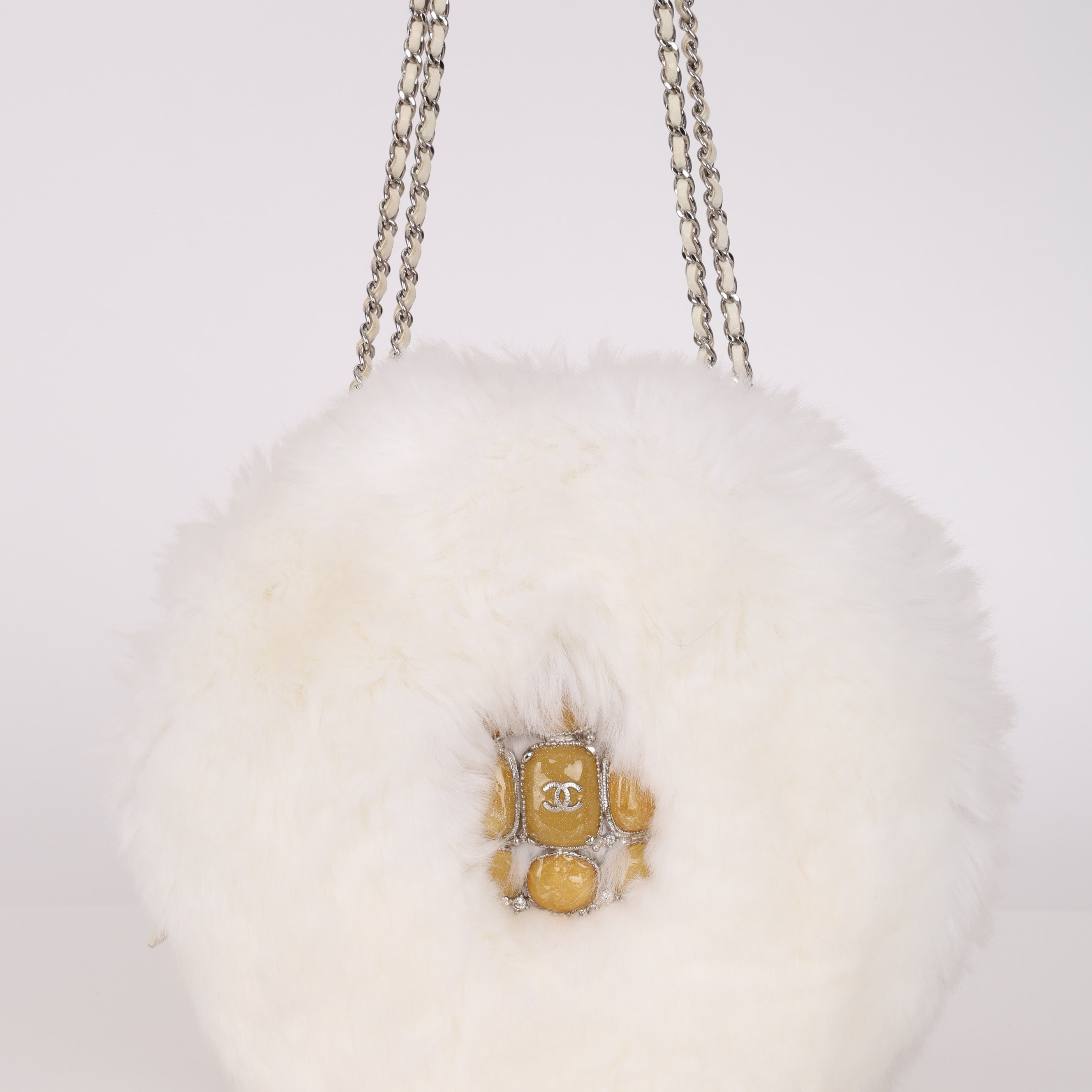 Rare Chanel 2010 Runway Fantasy Faux Fur Gripoix Bag