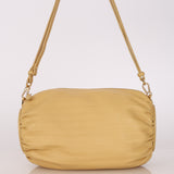 Loewe Pleated Bracelet Pouch Shoulder Bag Dark Butter Calfskin