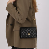 Chanel 2022 Lambskin Pearl Crush Turnlock Wallet on Chain AGHW