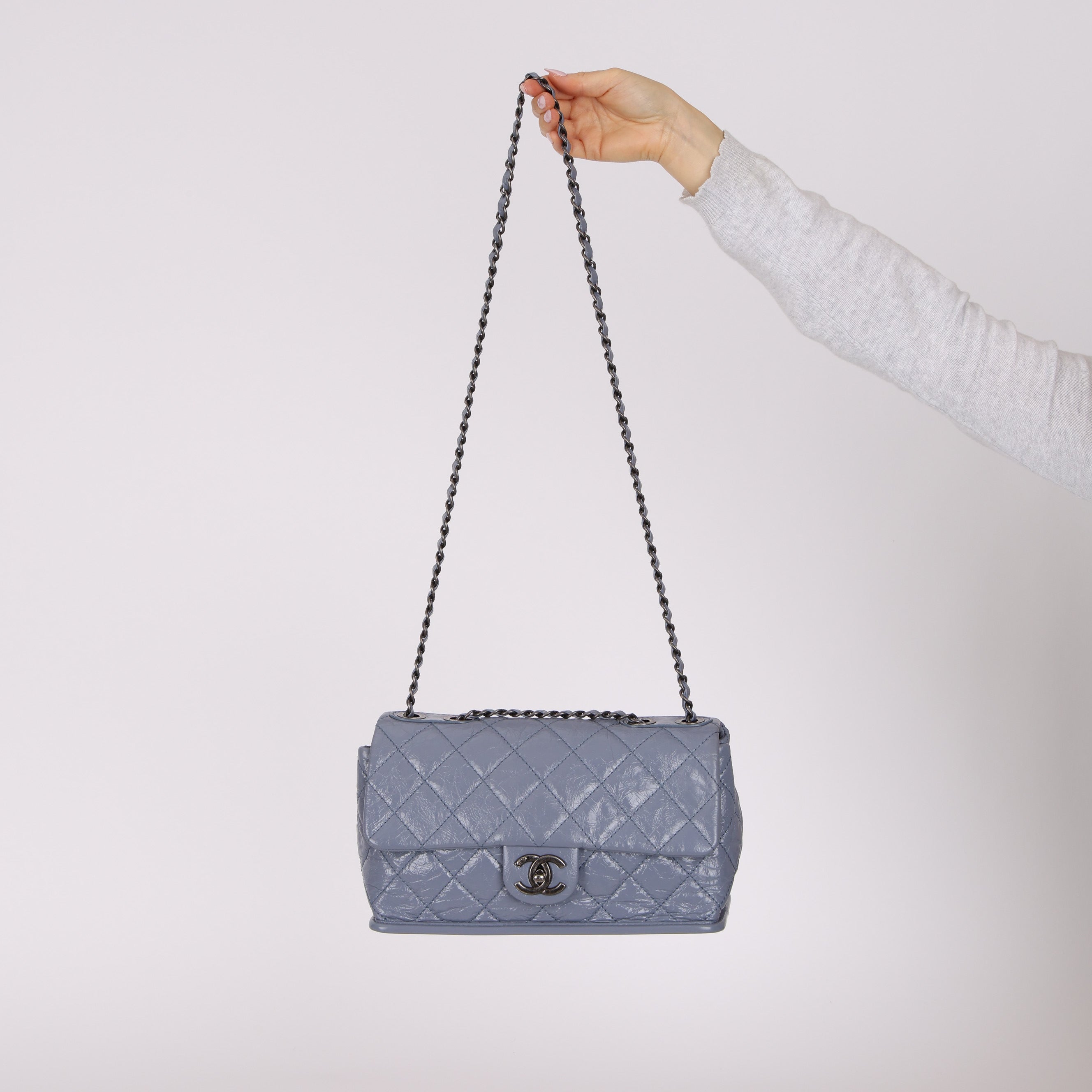 Chanel 2014 Deep Periwinkle Crinkle Calfskin Base Bag