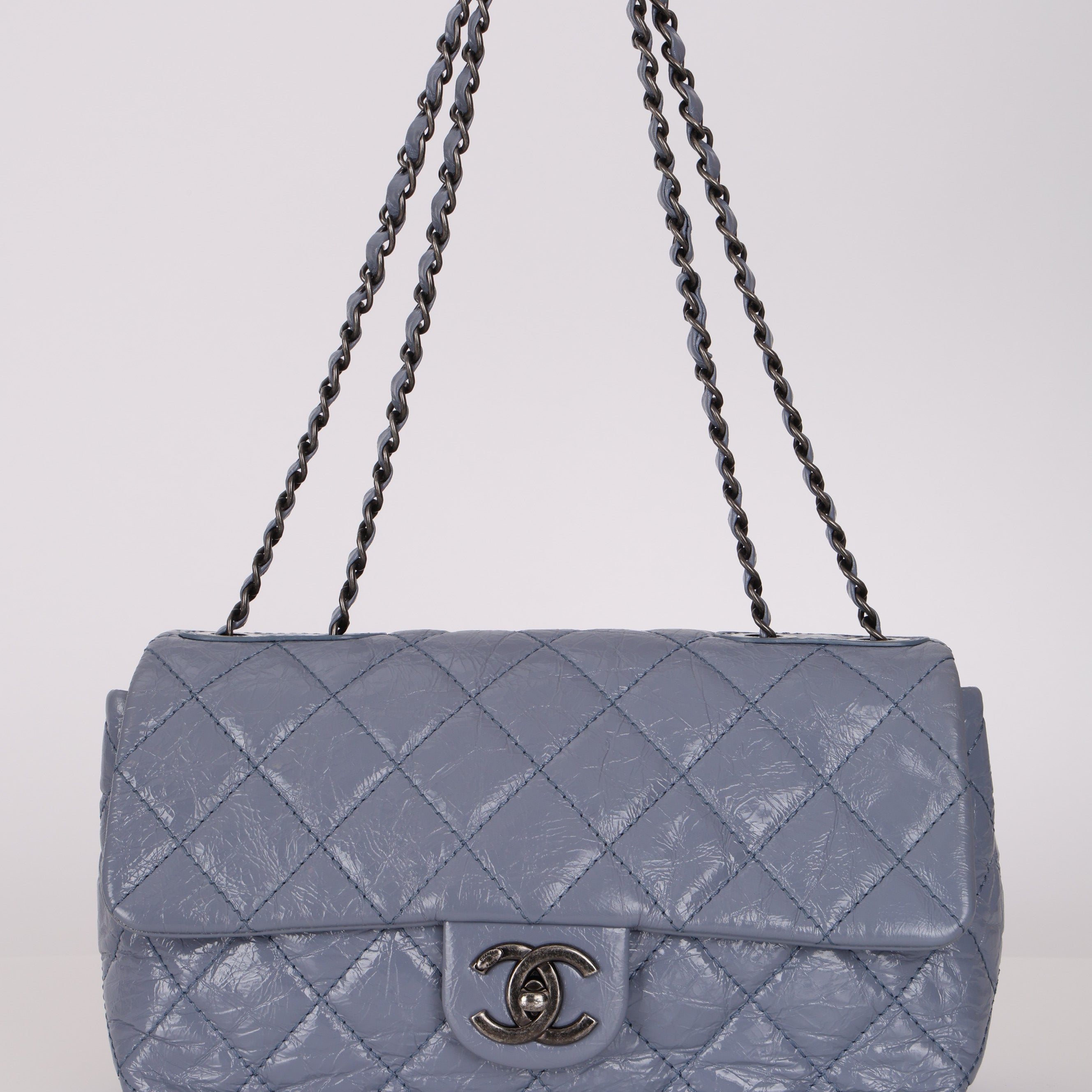 Chanel 2014 Deep Periwinkle Crinkle Calfskin Base Bag