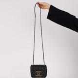 Chanel Crystal CC Mini Square Flap Black Lambskin 2022 AGHW