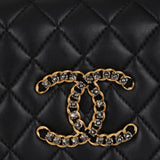 Chanel Crystal CC Mini Square Flap Black Lambskin 2022 AGHW