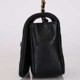Chanel Crystal CC Mini Square Flap Black Lambskin 2022 AGHW